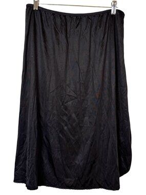 Vasarette 2XL Black Nylon Elastic Waist Half Slip Skirt Vintage Minimalist